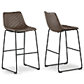 Glamour Home Ave Faux Leather Bar Stools With Stitching, Brown, Set Of 2 Stools