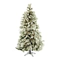 Fraser Flocked Snowy Pine Christmas Tree With Smart String Lighting, 7 1/2', Snow
