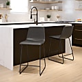 Flash Furniture LeatherSoft™ Faux Leather Counter-Height Bar Stools, Gray, Set Of 2 Stools 1 thumbnail image
