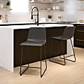 Flash Furniture LeatherSoft™ Faux Leather Counter-Height Bar Stools, Gray, Set Of 2 Stools