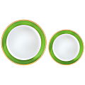Amscan Round Hot-Stamped Plastic Bordered Plates, Kiwi Green, Pack Of 20 Plates