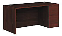 HON® 10500 66"W 3-Drawer Right-Pedestal Computer Desk, Mahogany