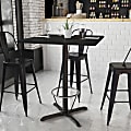 Flash Furniture Square Laminate Table Top With Bar Height Table Base And Foot Ring, 43-3/16”H x 36”W x 36”D, Black