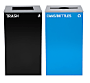Alpine Industries Stainless-Steel Open Top Cans/Bottles Recycling And Trash Can Set, 29 Gallons, Black/Blue - ALP4450-BLK-KIT5 1 thumbnail image