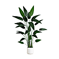Nearly Natural 63” Artificial Sky Bird Tree With Planter, 63”H x 40”W x 30”D, White/Green 1 thumbnail image