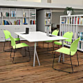 Flash Furniture HERCULES Series Ultra-Compact Stack Chairs, Green, Set Of 5 Chairs