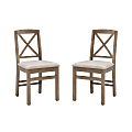 Linon Thames X-Back Dining Chairs, Graywash/Beige, Set Of 2 Chairs