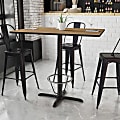 Flash Furniture Rectangular Laminate Table Top With Bar Height Table Base And Foot Ring, 43-3/16”H x 30”W x 48”D, Walnut