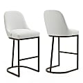 Glamour Home Ayane Boucle Barstools With Back, White/Black, Set Of 2 Stools