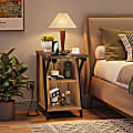Bestier 13.78 in. W End side table Nightstand with adjustable shelf and cup holder, Pinewood 1 thumbnail image