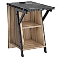 Bestier 13.78 in. W End side table Nightstand with adjustable shelf and cup holder, Pinewood