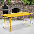 Flash Furniture Commercial Grade Indoor/Outdoor Metal Table, 29-1/2”H x 31-1/2”W x 63”D, Yellow