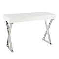 LumiSource Luster Contemporary Console Table, White/Chrome