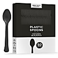 Amscan 8018 Solid Heavyweight Plastic Spoons, Jet Black, 50 Spoons Per Pack, Case Of 3 Packs