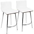 LumiSource Mason Swivel Counter Stools, Silver/Walnut/White, Set Of 2 Stools 1 thumbnail image
