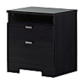 South Shore Reevo Nightstand With Cord Catcher, 22-1/2"H x 22-1/4"W x 17"D, Black Onyx 1 thumbnail image