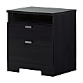 South Shore Reevo Nightstand With Cord Catcher, 22-1/2"H x 22-1/4"W x 17"D, Black Onyx
