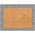 Amanti Art Rectangular Non-Magnetic Cork Bulletin Board, Natural, 33” x 25”, Bark Rustic Gray Plastic Frame