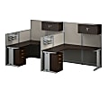 Bush Business Furniture Office in an Hour 2 Person L Shaped Cubicle Workstations, Mocha Cherry, Standard Delivery