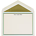 The Occasions Group Stationery Note Cards, 4 1/2" x 6 1/4"W, Flat, Aqua Gold Double Border, Ecru Matte, Box Of 25 1 thumbnail image