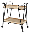 Linon Newell 2-Shelf Bar Cart, 33"H x 29"W x 17-1/4"D, Matte Black