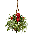 Nearly Natural 31"H Hibiscus & Spider Artificial Plant With Hanging Basket, 31"H x 30"W x 30"D, Red/Brown 1 thumbnail image