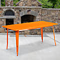 Flash Furniture Commercial Grade Indoor/Outdoor Metal Table, 29-1/2”H x 31-1/2”W x 63”D, Orange