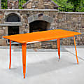 Flash Furniture Commercial Grade Indoor/Outdoor Metal Table, 29-1/2”H x 31-1/2”W x 63”D, Orange 1 thumbnail image
