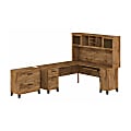 Bush Furniture Somerset 72"W L-Shaped Desk With Hutch And Lateral File Cabinet, Fresh Walnut, Standard Delivery