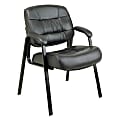Office Star™ WorkSmart Leather Visitors Chair, 34 3/4"H x 25 1/2"W x 27 1/2"D, Black Frame, Black Leather