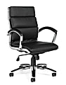 Offices To Go™ Luxehide Executive Bonded Leather Chair With Segmented Cushion, Black/Aluminum
