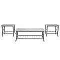 Powell Hepburn 3-Piece Table Set, Whitewash/Gray