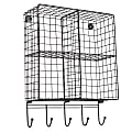Honey Can Do 4-Cubby Wall Shelf With Hooks, 22-1/2"H x 17-3/4"W x 6-3/4"D, Black