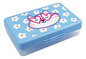 Office Depot® Brand Plastic Pencil Box, 2-1/4"H x 8-11/16"W x 5-1/8"D, Clear/Blue, Cat, Total Quantity 1 1 thumbnail image
