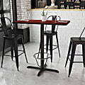 Flash Furniture Laminate Rectangular Table Top With Bar-Height Table Base And Foot Ring, 43-1/8"H x 24"W x 42"D, Mahogany/Black 1 thumbnail image