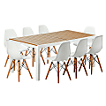 Inval Madeira 9-Piece Indoor/Outdoor Rectangular Table Set, 29-1/8”H x 35-7/16”W x 71”D, White/Teak Brown 1 thumbnail image