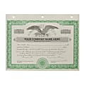 Custom Corporate Stock Certificates, 3-Hole Punched, Green, Pack Of 20 Certificates