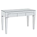 SEI Furniture Darien Mirrored 3-Drawer 47"W Writing Desk, Matte Silver 1 thumbnail image