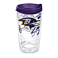 Tervis NFL Tumbler With Lid, 16 Oz, Baltimore Ravens, Clear