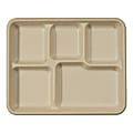 World Centric Fiber Trays, 5 Compartments, 1"H x 10-1/2"W x 8-1/2"D, Natural, Pack Of 400 Trays