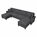 Bush® Furniture Hudson 131"W Sectional Couch With Double Chaise Lounge, Charcoal Gray Herringbone, Standard Delivery 1 thumbnail image