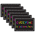Ashley Smart Poly Computer Mouse Pad, 8" x 10", Everyone Is Welcome Here Chalk Loop, Pack Of 6 Mouse Pads