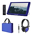 Trexonic Portable Rechargeable 14" LED TV With Carry Bag And Headphones, Blue, 995117145M