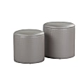 LumiSource Maverick Contemporary Nesting Ottoman Set, 16-3/4”H x 16”W x 16”D, Silver, Set Of 2 Ottomans