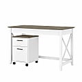 Bush Furniture Key West 48"W Writing Desk With 2-Drawer Mobile File Cabinet, Shiplap Gray/Pure White, Standard Delivery 1 thumbnail image