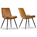 Glamour Home Avalon Faux Leather Dining Chairs With Metal Legs, Brown, Set Of 2 Chairs 1 thumbnail image
