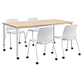 KFI Studios Dailey Table And 4 Chairs, With Caster, Natural/White Table, White/Chairs 1 thumbnail image