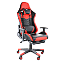 GameFitz Ergonomic Faux Leather Gaming Chair, Black/Red