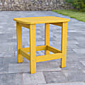 Flash Furniture Charlestown All-Weather Adirondack Side Table, 18-1/4”H x 18-3/4”W x 15”D, Yellow