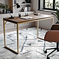 Martha Stewart Noah 47.25"W Home Office Parsons Computer Desk With Metal Frame, Walnut/Polished Brass 1 thumbnail image